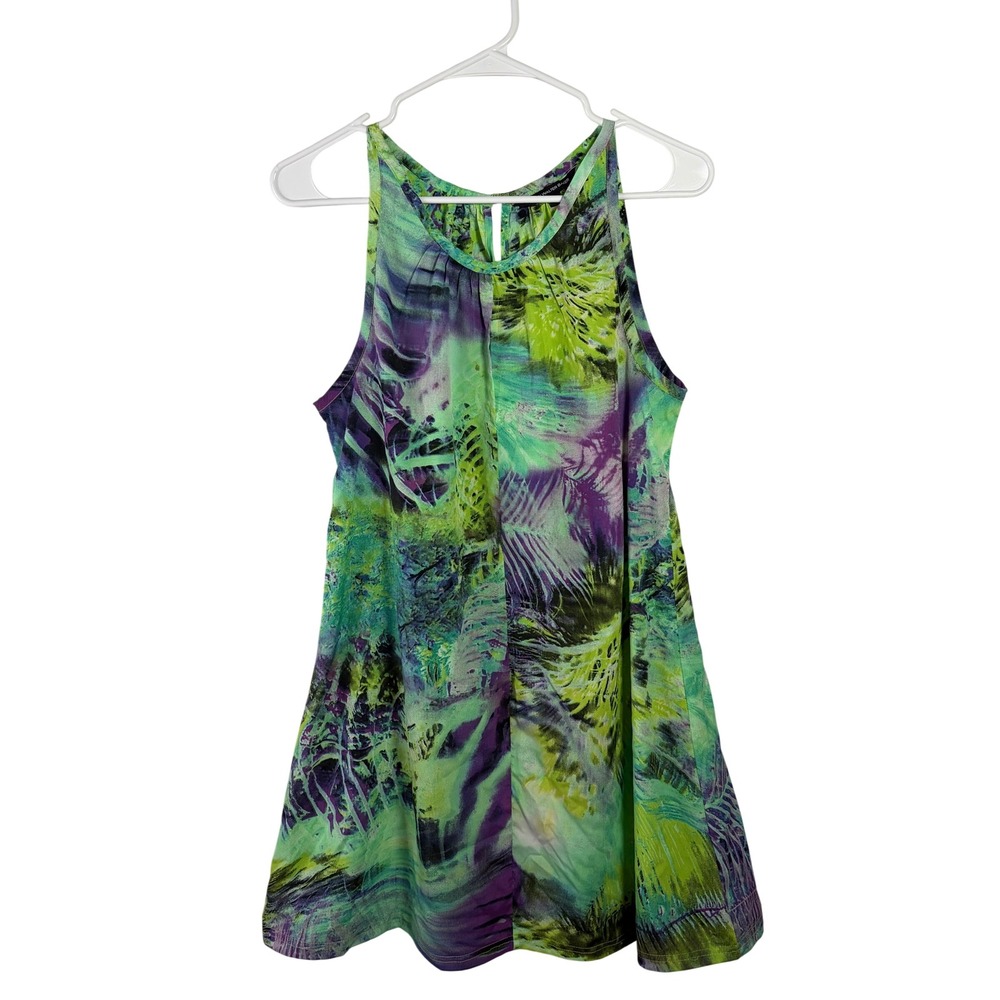 W118 by Walter Baker Green Purple Abstract Tropical Halter Top Blouse Size 6